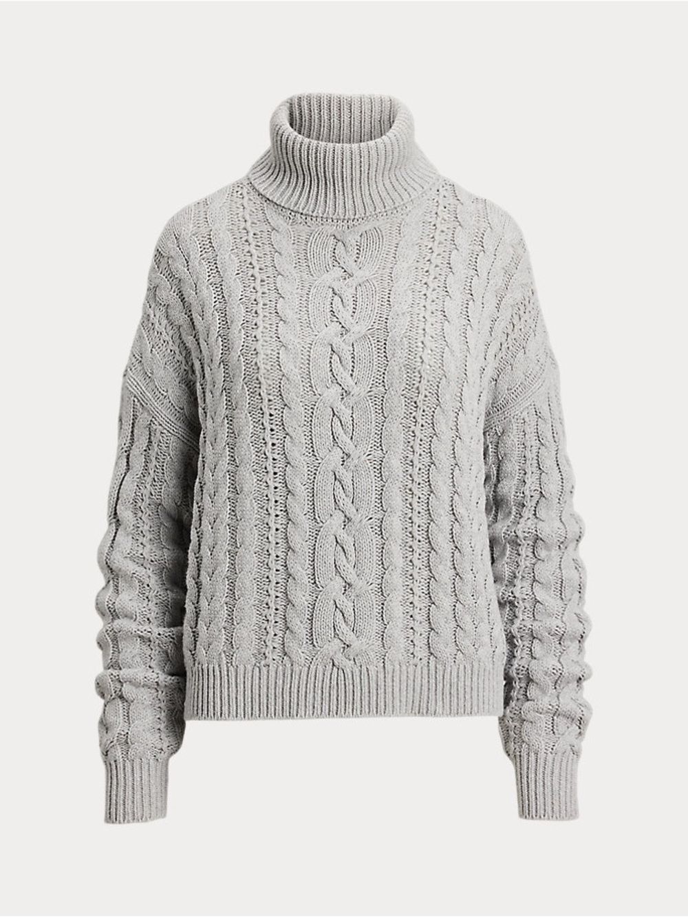 NWT Lauren Ralph Lauren Black Label Cable-Knit Sweater Gray Sz XL